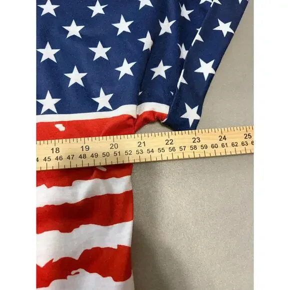 Patriotic American Flag Print V-Neck T-Shirt for Women - Picture 4 of 6